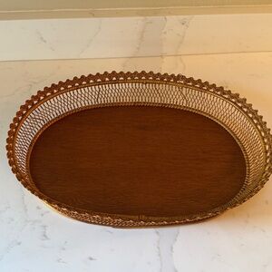 Vintage Basket Tray Rattan and Bamboo